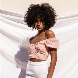 pink floral laura crop top